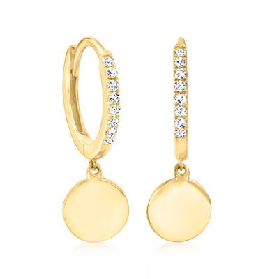 .10 ct. t.w. Diamond Circle Drop Huggie Hoop Earrings in 14kt Yellow Gold