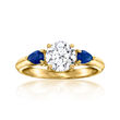 1.00 Carat Lab-Grown Diamond Ring with .30 ct. t.w. Sapphires in 14kt Yellow Gold
