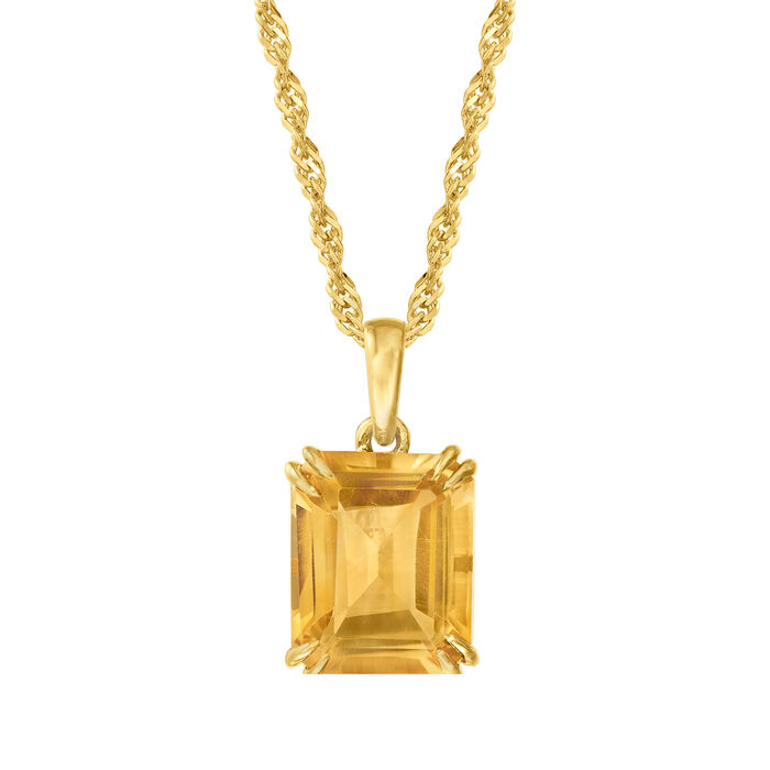 5.40 Carat Citrine Pendant Necklace in 18kt Gold Over Sterling