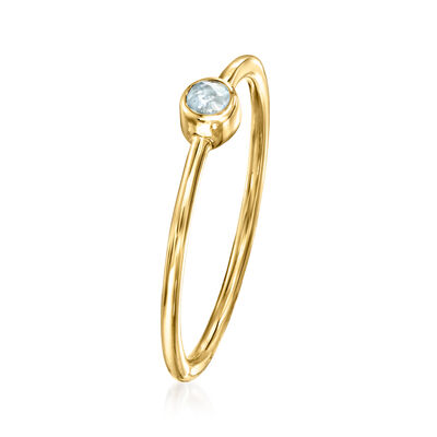 Bezel-Set Aquamarine-Accented Ring in 14kt Yellow Gold