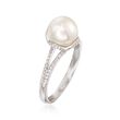Mikimoto 8-8.5mm Akoya Pearl Ring with Diamonds in 18kt White Gold