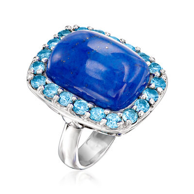 Lapis and 1.00 ct. t.w. Swiss Blue Topaz Ring in Sterling Silver