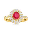 1.20 Carat Ruby and .73 ct. t.w. Diamond Ring in 14kt Yellow Gold