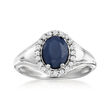1.50 Carat Sapphire and .30 ct. t.w. White Topaz Ring in Sterling Silver