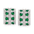 1.90 ct. t.w. CZ and .80 ct. t.w. Simulated Emerald Curved Earrings in Sterling Silver