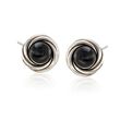 Black Onyx Swirl Frame Earrings in Sterling Silver