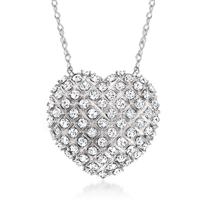 2.00 ct. t.w. Diamond Domed Heart Necklace in  Sterling Silver