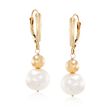 9.5-10mm Cultured Pearl Drop Earrings in 14kt Yellow Gold