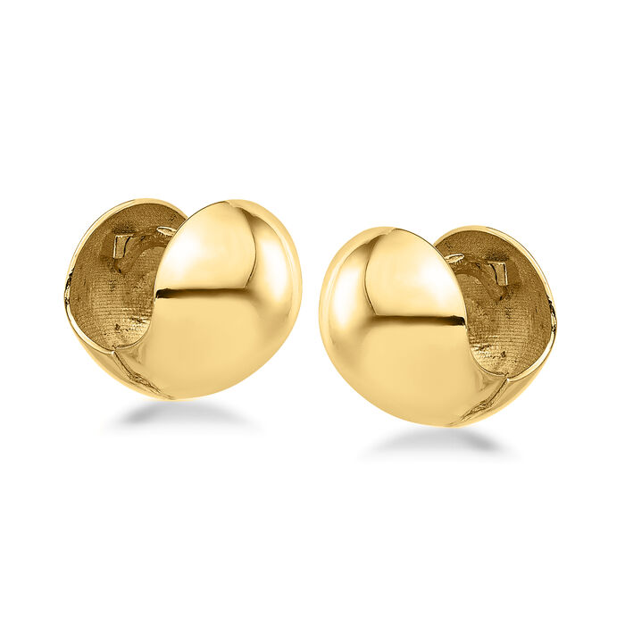 Italian 14kt Yellow Gold Bead Huggie Hoop Earrings