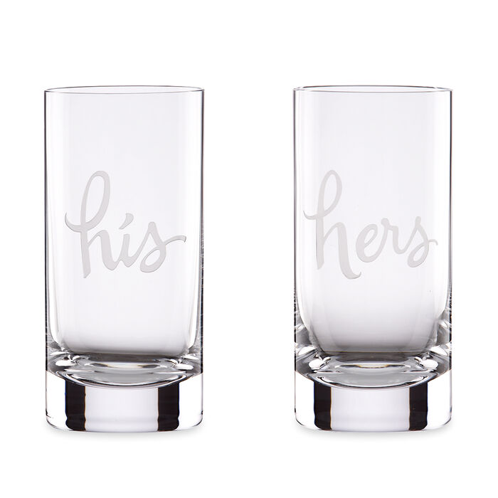 Kate Spade New York &quot;Two of a Kind&quot; Set of 2 &quot;His&quot; and &quot;Hers&quot; Highball Glasses