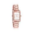 Women's .20 ct. t.w. CZ Rectangular Rose-Toned Gold Plated Watch 