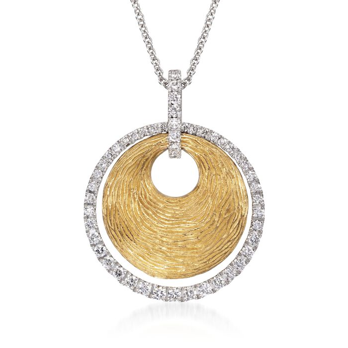 .44 ct. t.w. Disc and Diamond Pendant Necklace in 18kt Two-Tone Gold