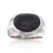 Black Onyx Scarab Ring in Sterling Silver