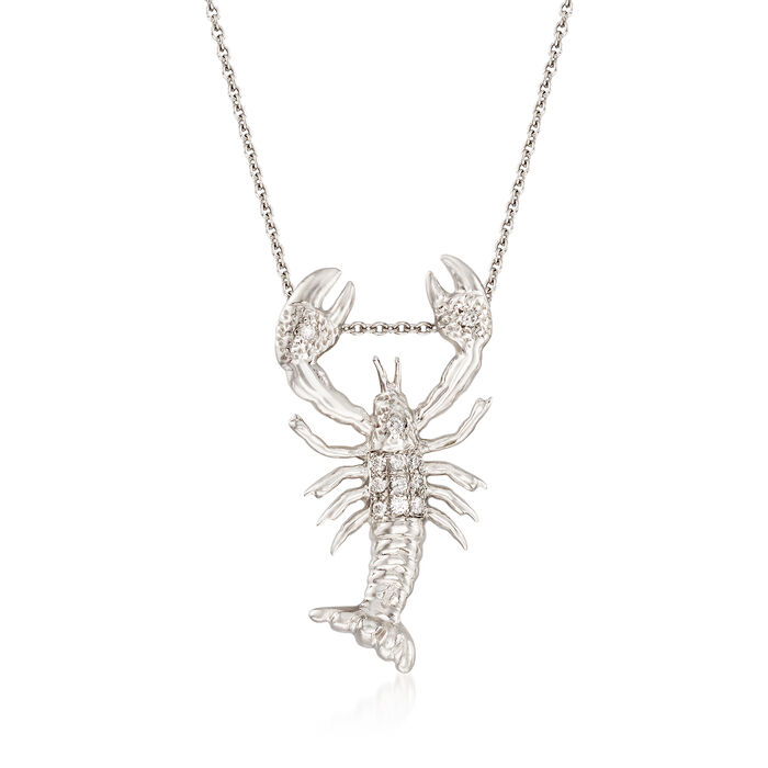 Roberto Coin &quot;Tiny Treasures&quot; Diamond-Accented Lobster Necklace in 18kt White Gold