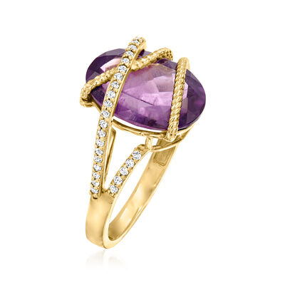 5.50 Carat Amethyst and .15 ct. t.w. Diamond Ring in 14kt Yellow Gold