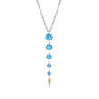 Andrea Candela &quot;Fugaz&quot; 5.64 ct. t.w. Blue Topaz and Diamond Drop Necklace in 18kt Gold and Sterling 