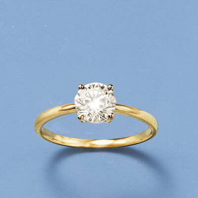 1.00 Carat CZ Solitaire Ring in 14kt Yellow Gold