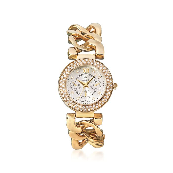 Louis Arden Women's 34mm Gold Plate Watch with Swarovski Crystals