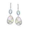 Mother-Of-Pearl and 4.50 ct. t.w. Blue Topaz Hoop Drop Earrings in Sterling Silver