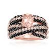 1.10 Carat Morganite and 1.20 ct. t.w. Black Spinel Ring with White Zircons in 18kt Rose Gold Over Sterling