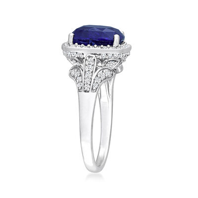 5.00 Carat Sapphire Ring with .65 ct. t.w. Diamonds in 14kt White Gold