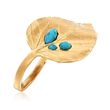 Turquoise and 18kt Gold Over Sterling Leaf Ring