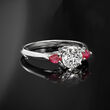 1.00 Carat Lab-Grown Diamond Ring with .40 ct. t.w. Rubies in 14kt White Gold
