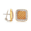 C. 1990 Vintage .60 ct. t.w. Diamond Square Earrings in 18kt Two-Tone Gold