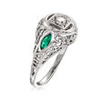 C. 1980 Vintage .15 Carat Diamond and .30 ct. t.w. Emerald Ring in 14kt White Gold