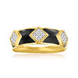 .15 ct. t.w. Diamond and Black Enamel Geometric Ring in 18kt Gold Over Sterling