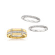 .15 ct. t.w. Diamond Jewelry Set: Four Stackable Rings in Sterling Silver and 18kt Gold Over Sterling
