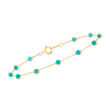 3-3.5mm Turquoise Bead Station Bracelet in 14kt Yellow Gold