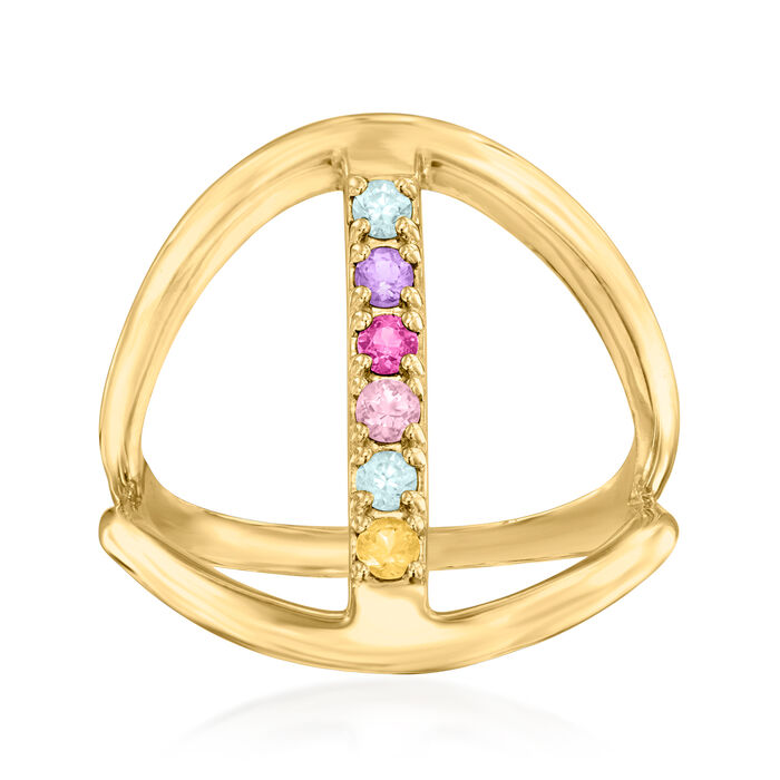 Personalized Vertical Bar Ring in 14kt Gold  3 to 7 Birthstones