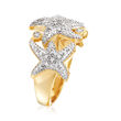 .15 ct. t.w. Diamond Multi-Starfish Ring in Sterling Silver and 18kt Gold Over Sterling