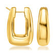 Italian 14kt Yellow Gold Rectangular Hoop Drop Earrings