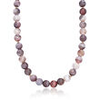 10mm Gray Botswana Agate Bead Necklace with 14kt Gold Over Sterling