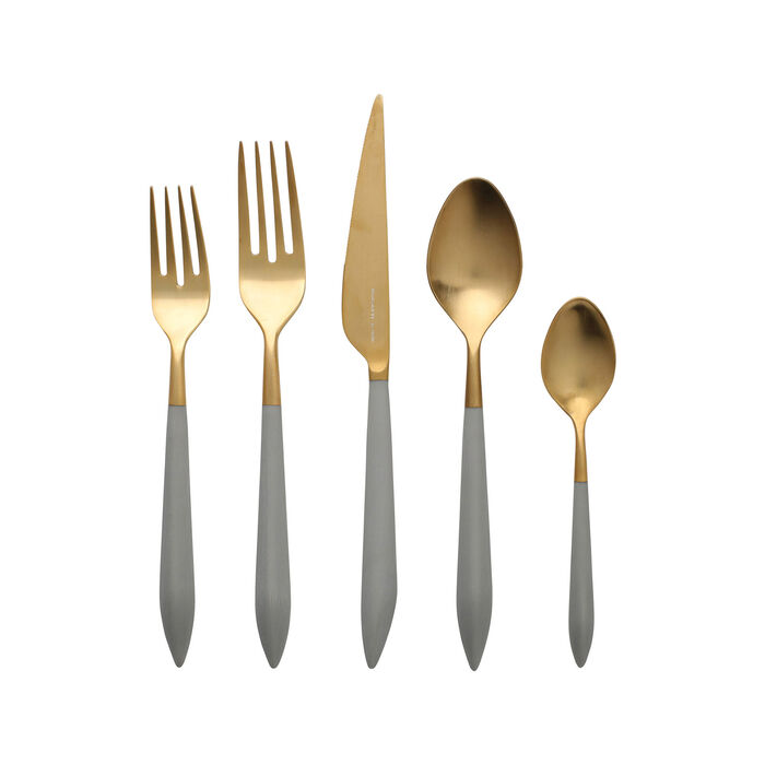 Vietri &quot;Ares Oro&quot; Light Gray 5-pc. 18/10 Stainless Steel Place Setting from Italy