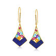 Lapis and 3.50 ct. t.w. Multi-Gemstone Drop Earrings in 18kt Gold Over Sterling
