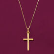Italian 18kt Yellow Gold Diamond-Cut Cross Pendant Necklace