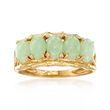 C. 1980 Vintage Jade Ring in 14kt Yellow Gold