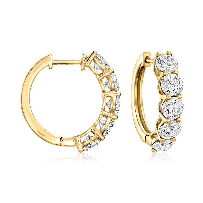 4.00 ct. t.w. Lab-Grown Diamond Five-Stone Hoop Earrings in 14kt Yellow Gold