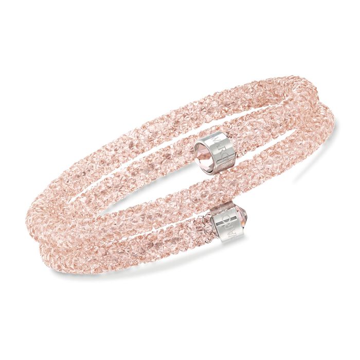 Swarovski Crystal &quot;Dust&quot; Rose Pink Crystal Coil Bracelet in Stainless Steel