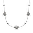 Andrea Candela &quot;Vida De Plata&quot; Sterling Silver Three-Oval Necklace with Diamond Accents and Black Enamel