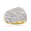 C. 1980 Vintage 1.00 ct. t.w. Diamond Leaf Ring in 14kt Two-Tone Gold