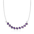 7.25 ct. t.w. Amethyst and .20 ct. t.w. Diamond Necklace in Sterling Silver
