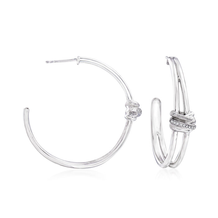 Judith Ripka &quot;Eternity&quot; Sterling Silver Highway Hoop Earrings with Diamond Accents