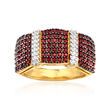1.10 ct. t.w. Garnet Multi-Row Ring in 18kt Gold Over Sterling