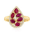 1.40 ct. t.w. Ruby Pear-Shaped Ring with .19 ct. t.w. Diamonds in 18kt Yellow Gold