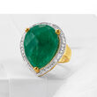 11.00 Carat Emerald and .40 ct. t.w. White Topaz Ring in 18kt Gold Over Sterling