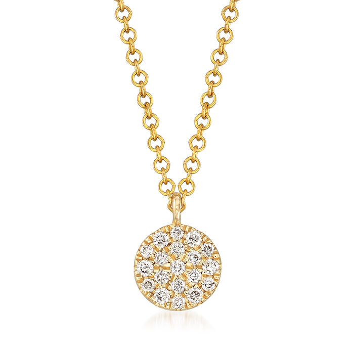 Gabriel Designs .10 ct. t.w. Diamond Circle Pendant Necklace in 14kt Yellow Gold